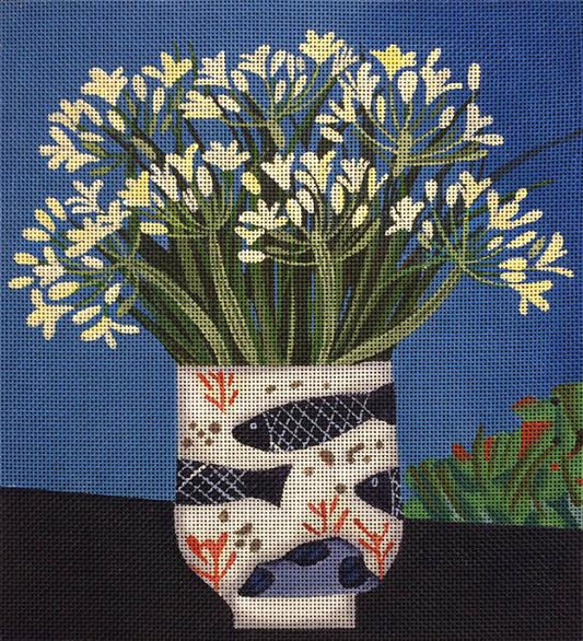 Melissa Shirley Designs Agapanthus In Fish Pot Needlepoint Canvas