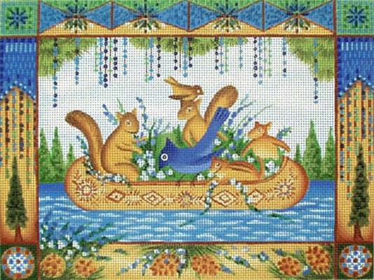 Melissa Shirley Designs Blue Jay Canoe MS Needlepoint Canvas