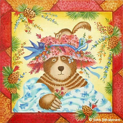 Melissa Shirley Designs Blue Bird Bear MS Needlepoint Canvas