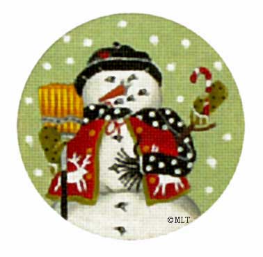 Melissa Shirley Designs Black Hat Snowman Ornament MS Needlepoint Canvas