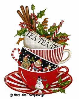 Melissa Shirley Designs Christmas Teacups MS Needlepoint Canvas