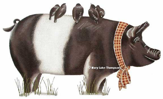 Melissa Shirley Designs Black And White Pig MS Needlepoint Canvas