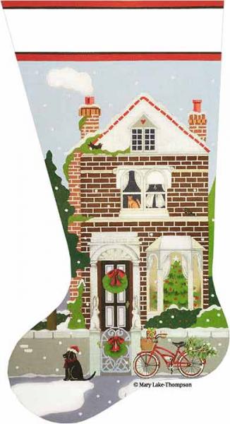 Melissa Shirley Designs Christmas Townhouse Sock Needlepoint Canvas