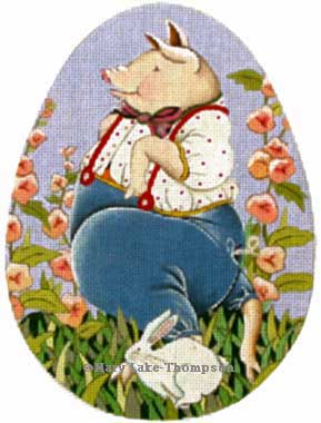 Melissa Shirley Designs Boy Pig Egg MS Needlepoint Canvas