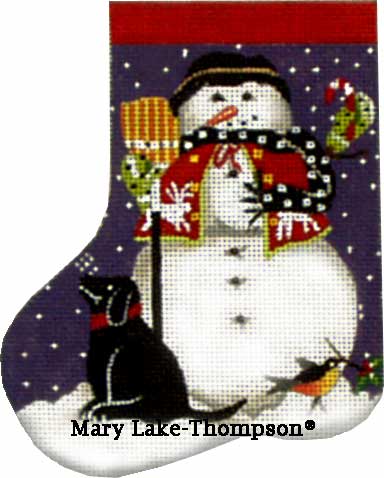 Melissa Shirley Designs Black Dog Snowman MS Needlepoint Canvas