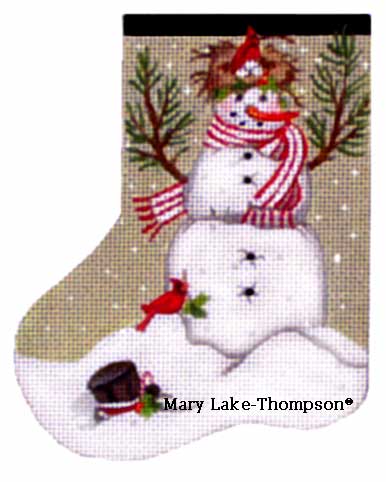 Melissa Shirley Designs Bird Nest Snowman Mini Needlepoint Canvas