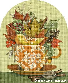 Melissa Shirley Designs Autumn Leaves Cup MS Needlepoint Canvas