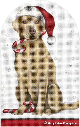 Melissa Shirley Designs Candy Cane Yellow Lab MS Needlepoint Canvas