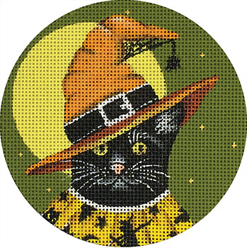 Melissa Shirley Designs Black Cat Witch Ornament Needlepoint Canvas