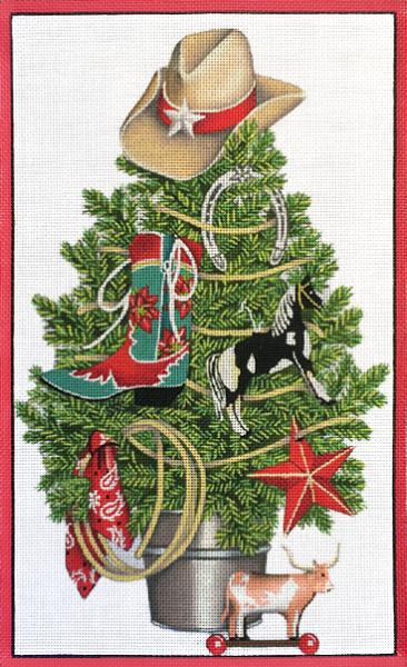 Melissa Shirley Designs Cowboy Christmas Tree MS Needlepoint Canvas