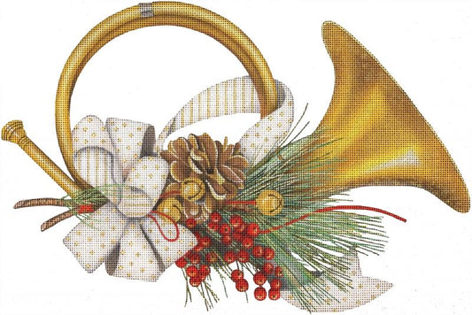 Melissa Shirley Designs Christmas Horn MS Needlepoint Canvas