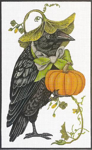 Melissa Shirley Designs Crow W/Pumpkin MS Needlepoint Canvas
