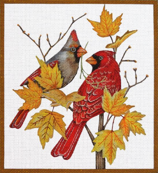 Melissa Shirley Designs Autumn Cardinals MS Needlepoint Canvas