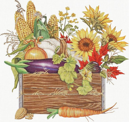 Melissa Shirley Designs Autumn Harvest Crate MS Needlepoint Canvas