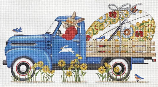Melissa Shirley Designs Blue Egg Truck MS Needlepoint Canvas