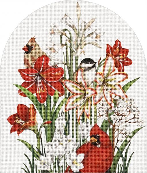 Melissa Shirley Designs Amaryllis Birds MS Needlepoint Canvas