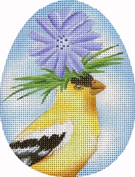 Melissa Shirley Designs Chickory Gold Finch Egg Needlepoint Canvas