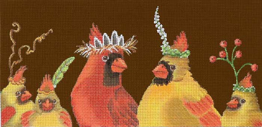Melissa Shirley Designs Cardinal Family MS Needlepoint Canvas