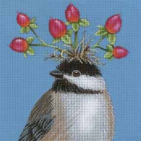 Melissa Shirley Designs Berry Chickadee MS Needlepoint Canvas