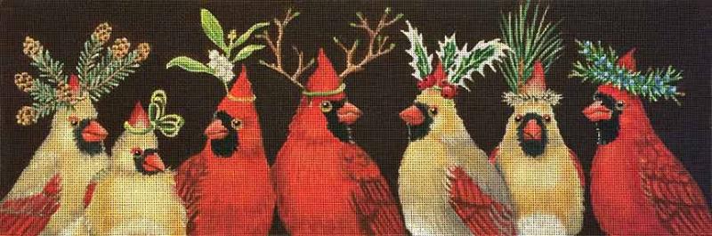 Melissa Shirley Designs Cardinal Family Christmas MS Needlepoint Canvas