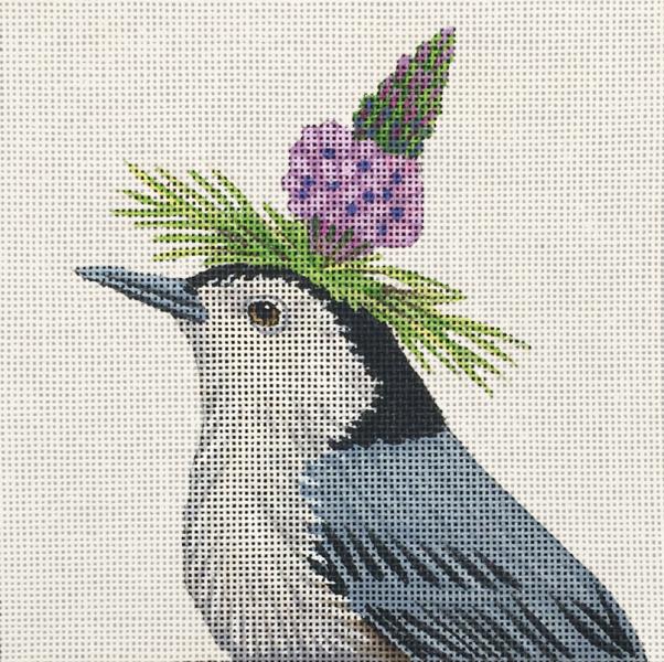 Melissa Shirley Designs Claude Nuthatch MS Needlepoint Canvas