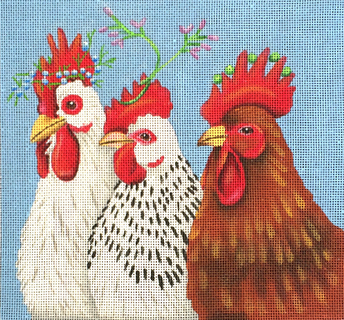 Melissa Shirley Designs 3 Roosters MS Needlepoint Canvas