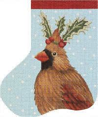 Melissa Shirley Designs Cardinal/Holly Mini Sock Needlepoint Canvas