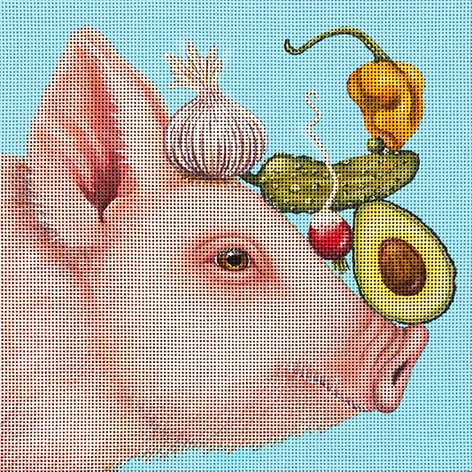 Melissa Shirley Designs A Well Balanced Lunch/Pig MS Needlepoint Canvas