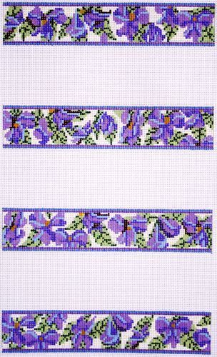 Whimsy and Grace Violets in Ivory Napkin Rings Needlepoint Canvas