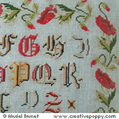 Creative Poppy Muriel Berceville Antique Sampler with Poppies Cross Stitch Pattern