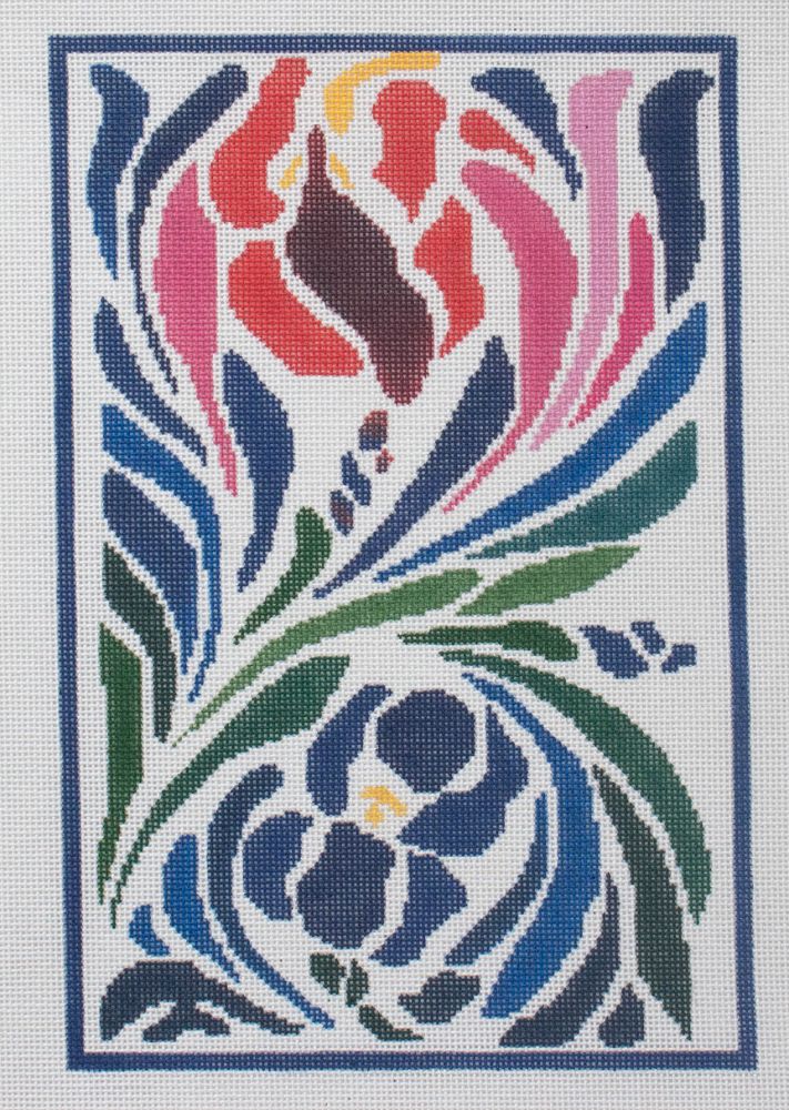 Changing Woman Designs Art Nouveau Iris Flower Needlepoint Canvas