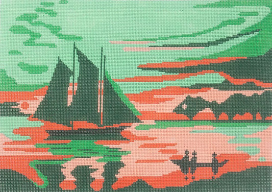 Changing Woman Designs Sails in Sunset Needlepoint Canvas