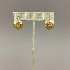 Antique Victorian 14k Gold Floral Button Drop Earring