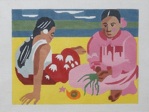 Changing Woman Designs Gaugain Women of Tahiti on the Beach Needlepoint Canvas