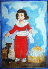 Changing Woman Designs Boy in Red Needlepoint Canvas
