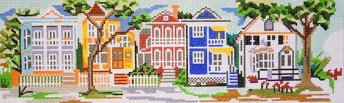 Silver Needle Beaufort Row Houses Needlepoint Canvas