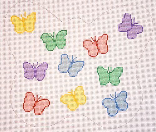 Silver Needle Butterfly Pillow Needlepoint Canvas