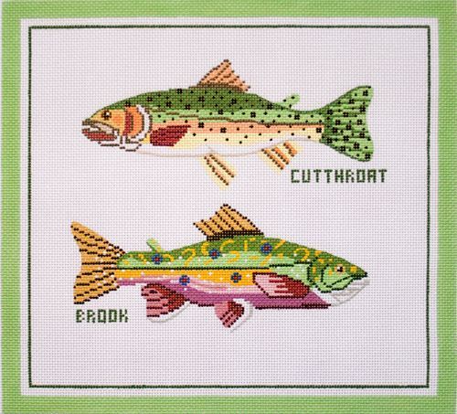 Silver Needle Cutthroat Brook Trout Needlepoint Canvas