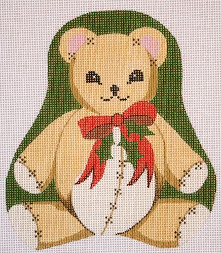 Silver Needle Christmas Teddy Ornament Needlepoint Canvas