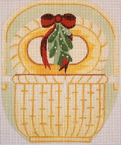 Silver Needle Nantucket Christmas Holly Basket Needlepoint Canvas