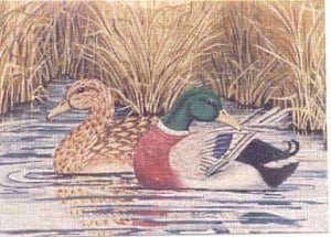 The Meredith Collection Treglown Designs Mallards In Reeds Needlepoint Canvas
