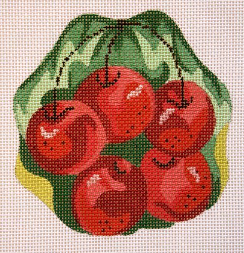 Silver Needle Cherries Ornament Needlepoint Canvas