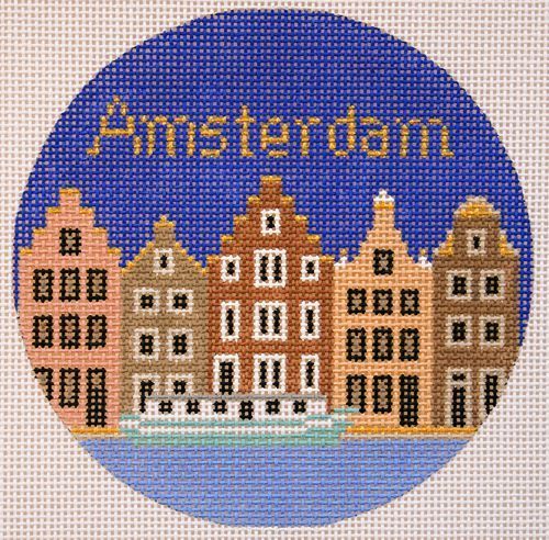 Silver Needle Travel Round Amsterdam Ornament Needlepoint Canvas