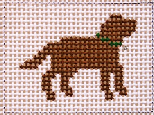 Silver Needle Chocolate Lab Stay Needlepoint Canvas