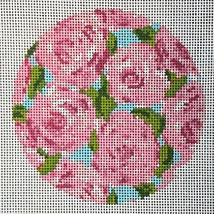The Gingham Stitchery Krissy Johnson Designs Roses On Teal Needlepoint Canvas