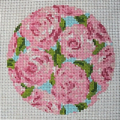 The Gingham Stitchery Krissy Johnson Designs Roses On Teal Needlepoint Canvas
