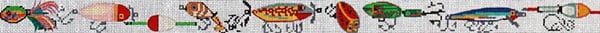 The Meredith Collection Fishing Collage Needlepoint Canvas