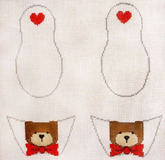 Kathy Schenkel Designs Teddy Bear Slippers Needlepoint Canvas