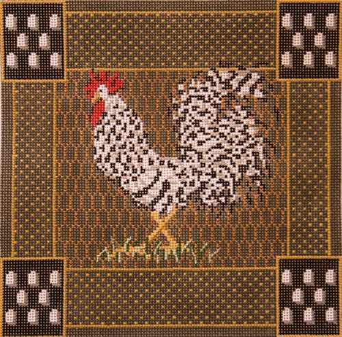 The Meredith Collection Rooster Black & White Needlepoint Canvas