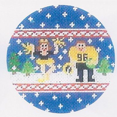 Canvasworks Cheerleader and Football Player Ornament Needlepoint Canvas